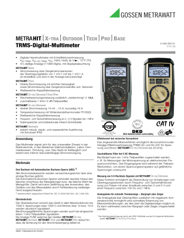 Gossen MetraWatt METRAHIT OUTDOOR Bedienungsanleitung | Manualzz