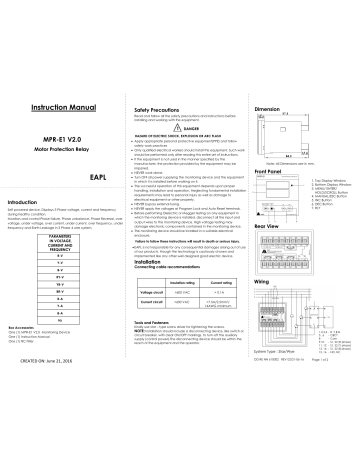 Electronic Automation Pvt MPR-E1 V2.0 Instruction Manual | Manualzz