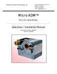 Computer Weld Technology Micro ADM Operation &amp; Installation Manual
