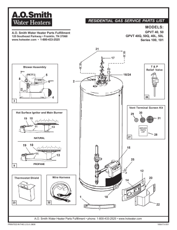 A.O. Smith GPVT 40L Specification Sheet | Manualzz