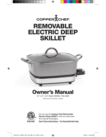 Copper Chef TXG-055B Owner's Manual | Manualzz