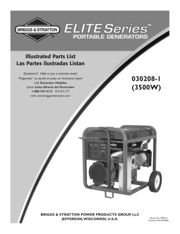 Briggs & Stratton 030208-1 Illustrated Parts List | Manualzz