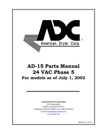 American Dryer Corp. AD-15 Phase 7 Parts Manual | Manualzz