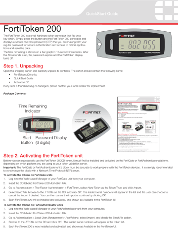 Fortinet FortiToken 200 Quick Start Manual | Manualzz