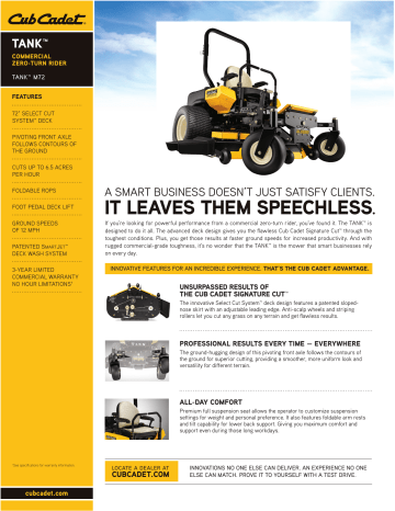 Cub Cadet TANK M72-KW Brochure | Manualzz