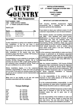 Tuff Country 52901 Toyota Tundra 1999 - 2006 2" Leveling Kit Front Instructions