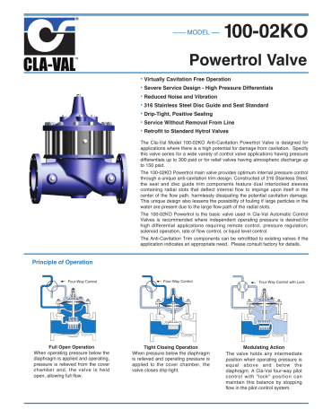 Cla-Val 100-02KO Anti-Cavitation Powertrol Data Sheet | Manualzz