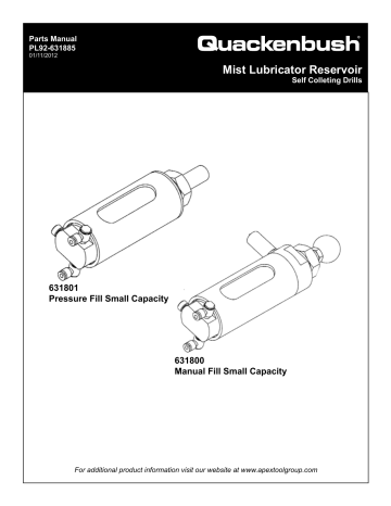 Quackenbush 631879 Pressure Fill Mist Lubricator Kit El manual del propietario | Manualzz