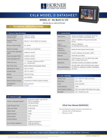 Horner APG HE-EXL1E0 Datasheet | Manualzz