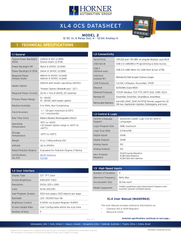 Horner APG HE-XC1E2 Datasheet | Manualzz