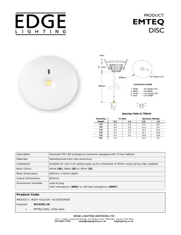 Edge Lighting Emteq Disc Product sheet | Manualzz