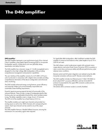 D&B Audiotechnik D40 Datasheet | Manualzz