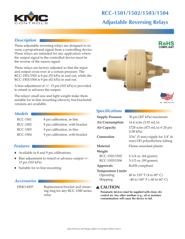RCC-1008 - KMC Controls RCC-1008 - Higher Of 2 Pressures Selector Relay Without Mounting Bracket