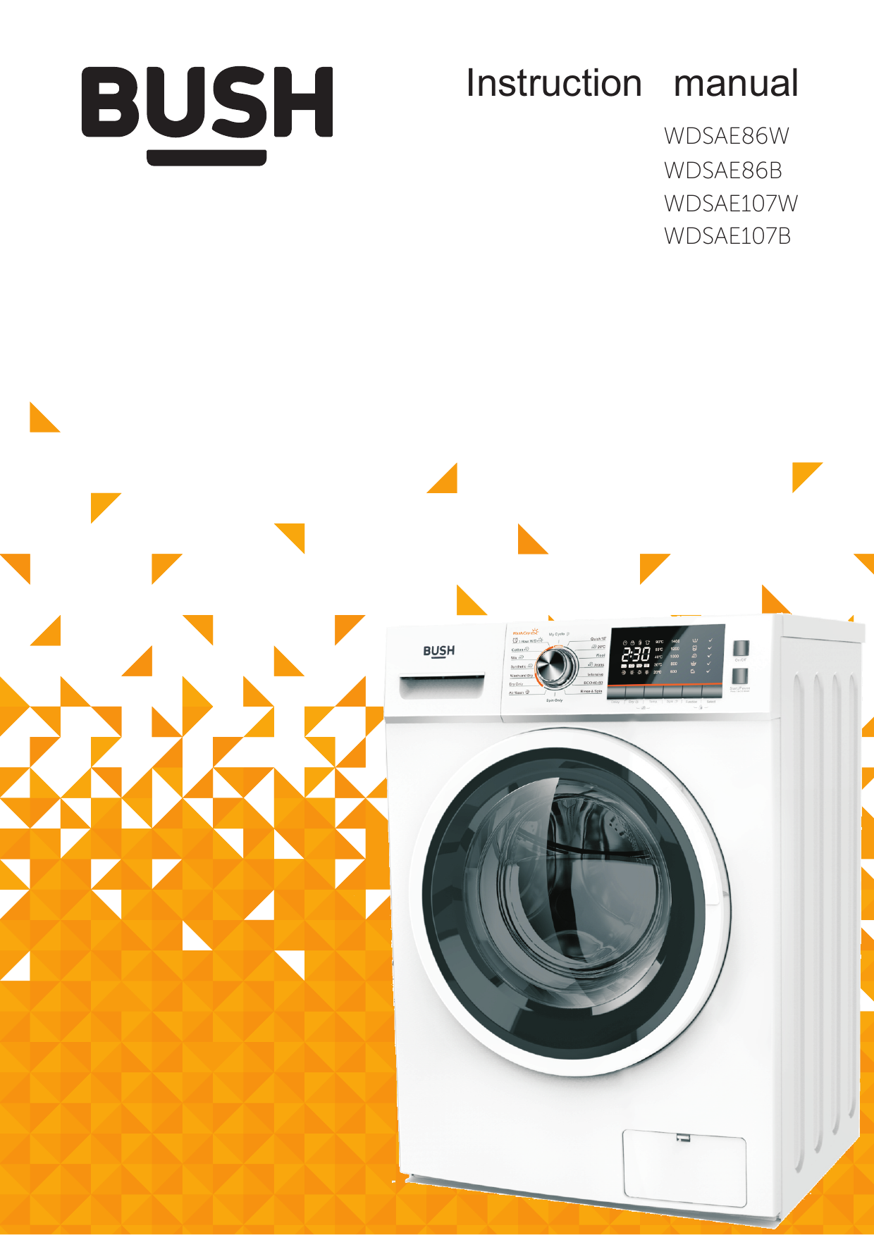 bush wdsae86w 7kg 8kg 1400 spin washer dryer white