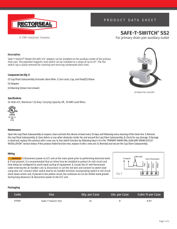 Rectorseal 97087 Safe-T-Switch® SS2 Condensate Overflow Switch ...
