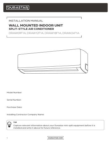 Durastar Draw24f1a 24 Mbh 22.8 Seer Wall Mount Indoor Mini-split Single 