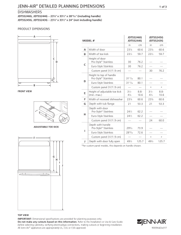 JennAir JDTSS246GL Rise™ 23-7/8 in. 14 Place Settings Dishwasher ...