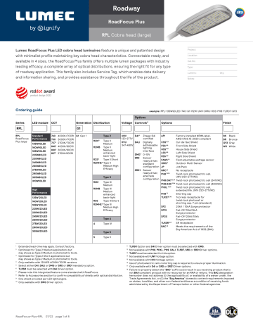Lumec RoadFocus Plus Large Specifications | Manualzz