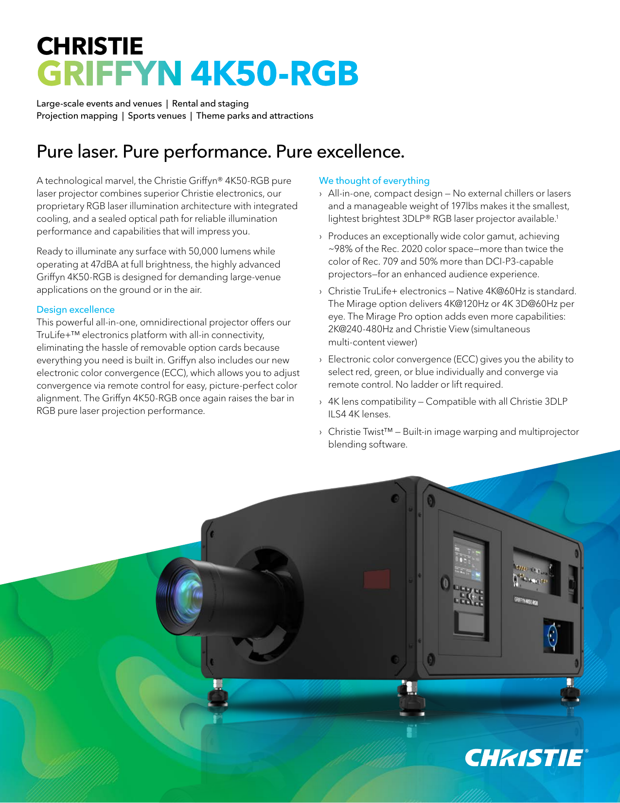 Christie Griffyn 4K50RGB Allinone Pure Laser Projector, 40 OFF
