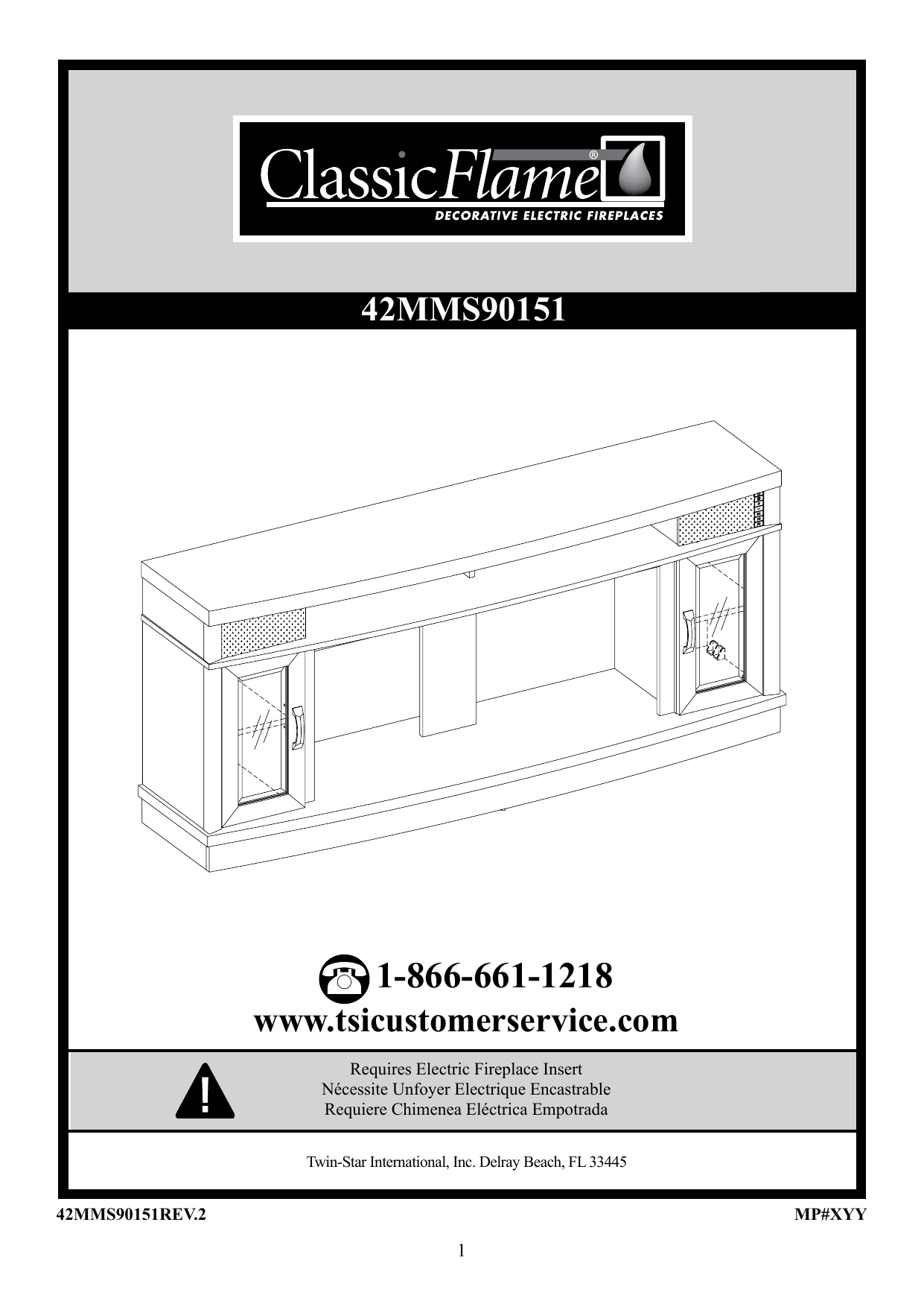 Twin Star Home 42MMS90151 Deerfield TV Stand Owner Manual | Manualzz