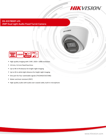 Hikvision DS-2CE78D0T-LFS Turbo HD Camera Data Sheet | Manualzz