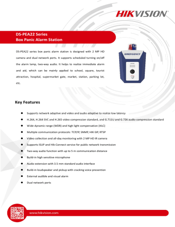 Hikvision DS-PEA22-B(B) Emergency Alarm Data Sheet | Manualzz