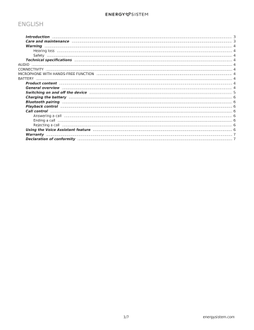 Energy sistem 2025 sport 1 manual