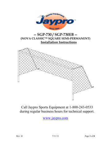 Jaypro Sports SGP-730EB Soccer Goals Assembly Instructions | Manualzz