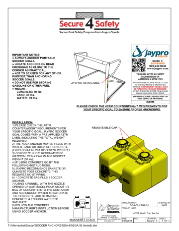 Jaypro Sports SGA-50 Soccer Goals Assembly Instructions | Manualzz