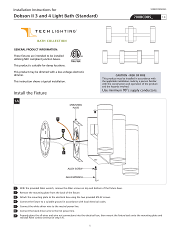 Tech Lighting Dobson II 3-Light Bath Instructions | Manualzz