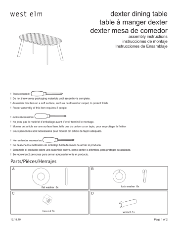 West Elm Dexter Outdoor Expandable Dining Table Assembly Instructions ...