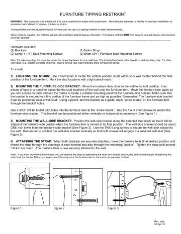 West Elm Furniture Tipping Restraint Assembly Instructions | Manualzz