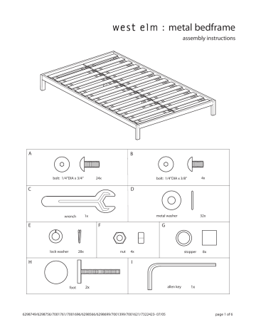 West Elm Metal Bed Frame Assembly Instructions | Manualzz