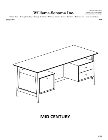 West Elm Mid-Century Executive Desk Manuel utilisateur | Manualzz