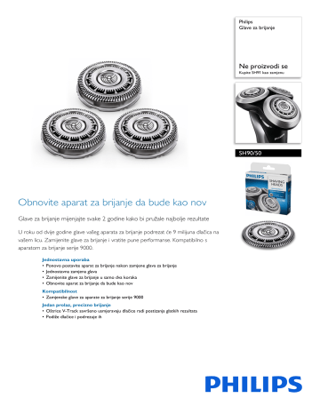 Philips SH90/50 Glave za brijanje Product Datasheet | Manualzz