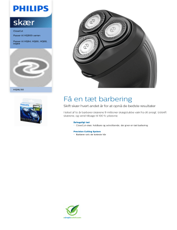 Philips HQ56/50 skær Produktdatablad | Manualzz