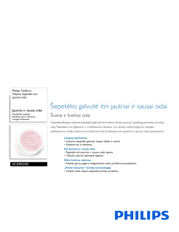 Philips SC5993/00 VisaPure Valymo šepetėlis itin jautriai odai Produktų duomenų lapas | Manualzz