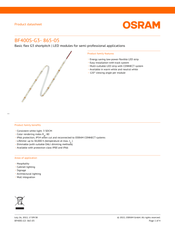 Osram BF400S-G3-865-05 Data Sheet | Manualzz