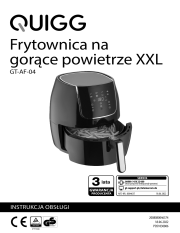 Quigg GT-AF-04 Air Fryer XXL Instrukcja Obsługi | Manualzz