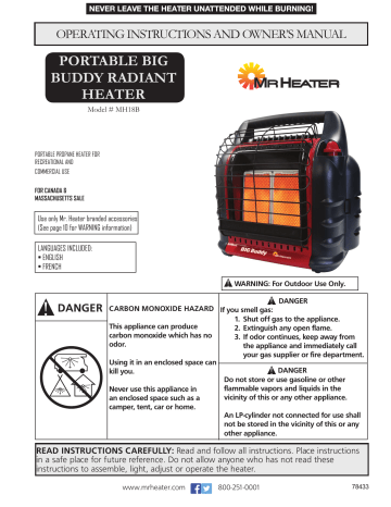 MrHeater MH18B Big Buddy® Portable Heater Operating Instructions And Owner's Manual | Manualzz