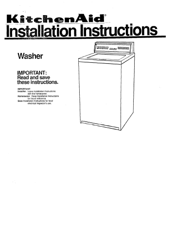 KitchenAid KAWE450VWH0 Washer installation Guide | Manualzz