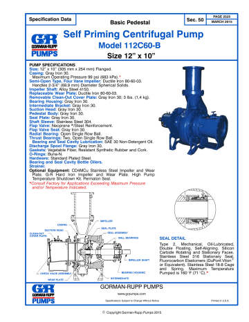 Gorman-Rupp Pumps 112C60-B Specification | Manualzz