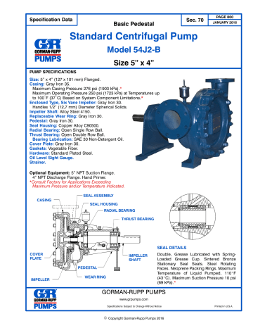 Gorman-Rupp Pumps 54J2-B Specification | Manualzz