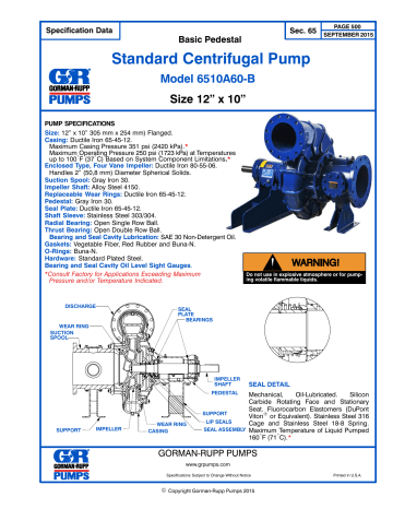 Gorman-Rupp Pumps 6510A60-B Specification | Manualzz