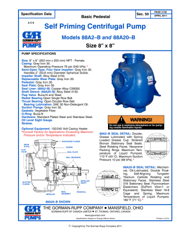 Gorman-Rupp Pumps 88A20-B Specification | Manualzz