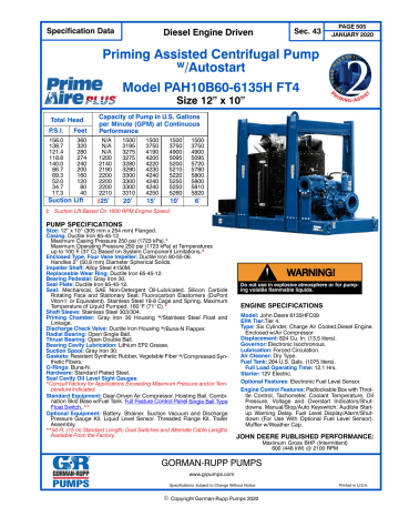 Gorman-Rupp Pumps PAH10B60-6135H FT4 Specification | Manualzz