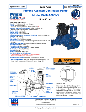 Gorman-Rupp Pumps PAH4A60C-B Specification | Manualzz