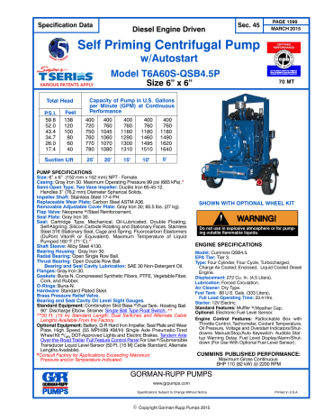 Gorman-Rupp Pumps T6A60S-QSB4.5P Specification | Manualzz