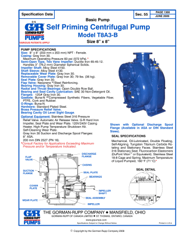 Gorman-Rupp Pumps T8A3-B /F Specification | Manualzz