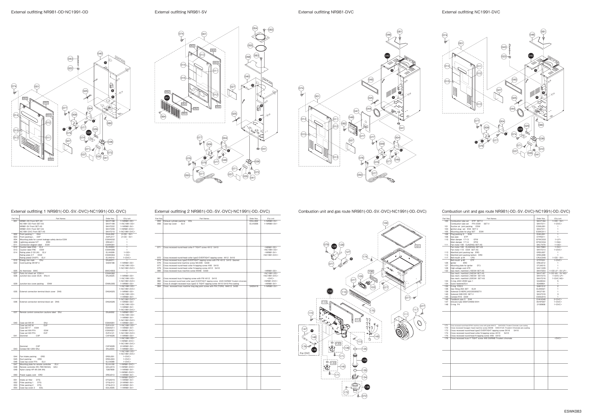 Noritz NC1991-OD-LP Parts List | Manualzz